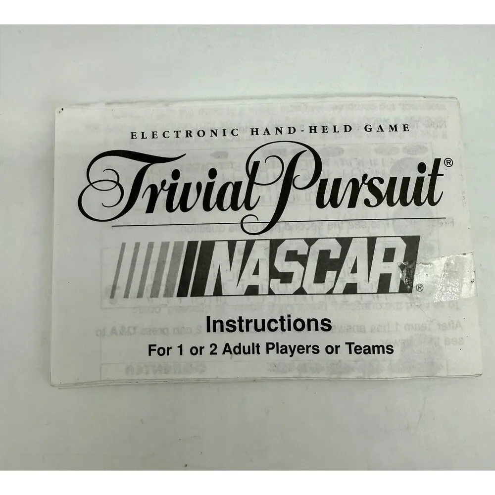 Trivial Pursuit NASCAR Edition Electronic Hand Held Game‎ & Manual Hasbro Tested
